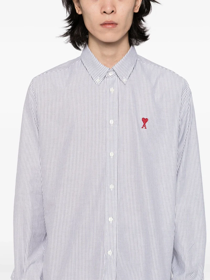 Camasa Ami Paris Ami de Coeur Striped alb - imagine 3
