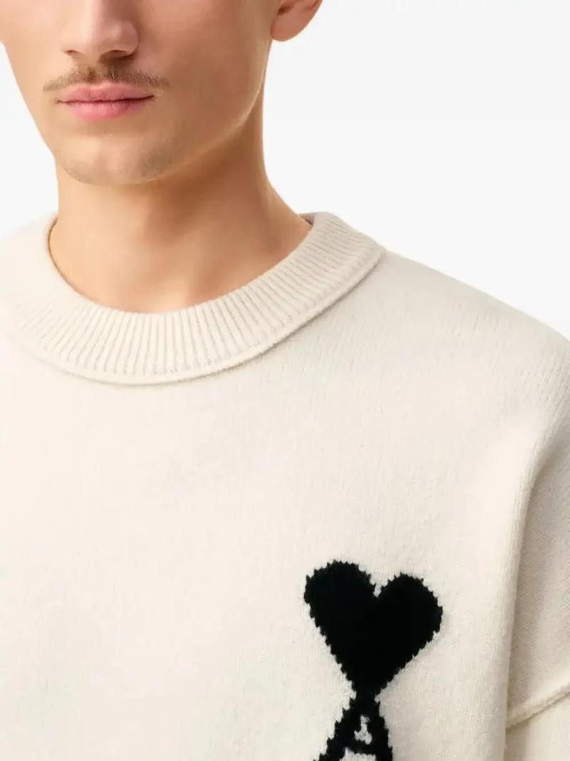Pulover Ami De Coeur Crew-Neck Wool ecru - imagine 8