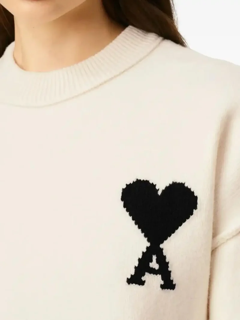 Pulover Ami De Coeur Crew-Neck Wool ecru - imagine 7