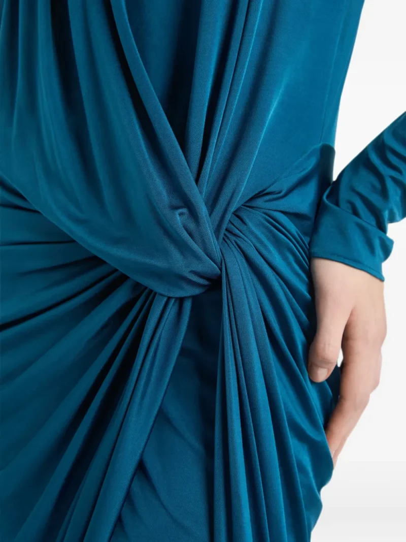 Rochie midi Balmain Draped Flowing Jersey albastru - imagine 6