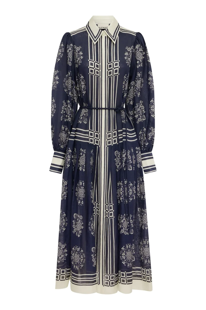 Rochie midi Alemais Banderra Floral-Print bleumarin