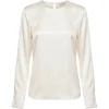 Top Peserico Satin-Finish Long-Sleeve bej