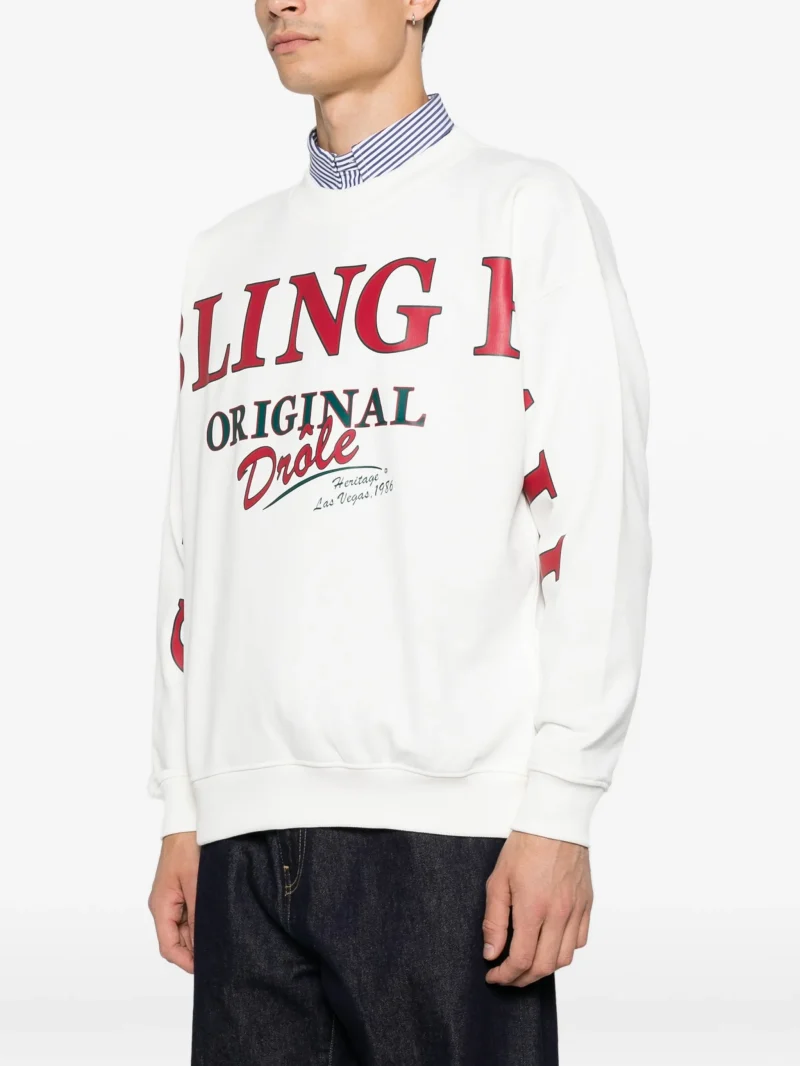 Bluza Drole De Monsieur logo-print alb - imagine 5