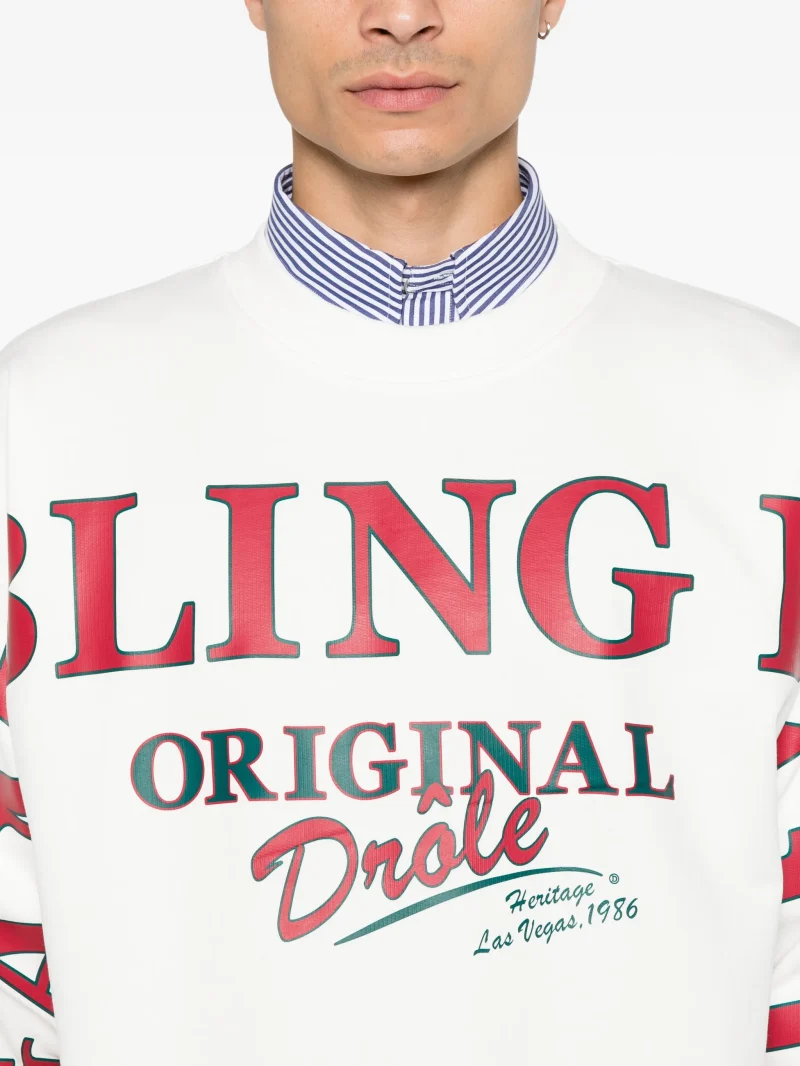 Bluza Drole De Monsieur logo-print alb - imagine 3