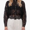 Bluza Self-Portrait lace high neck negru