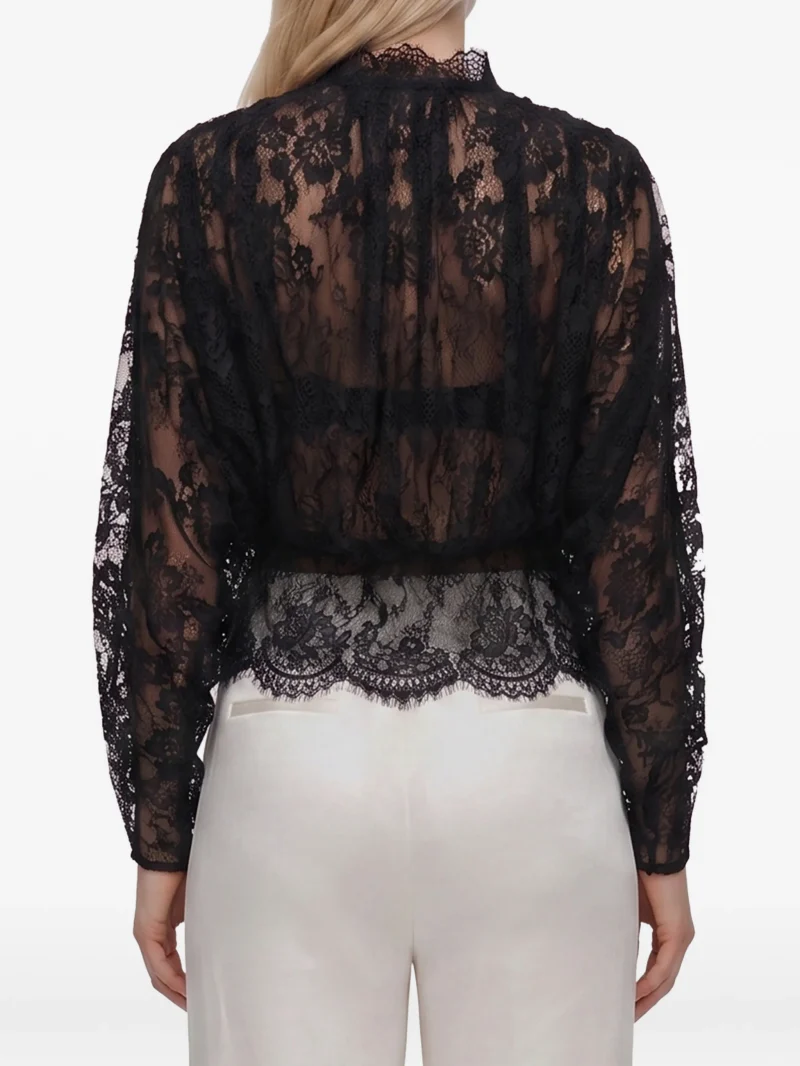 Bluza Self-Portrait lace high neck negru - imagine 4