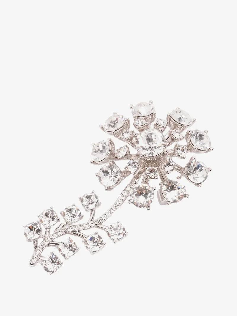 Brosa Self-Portrait crystal-embelished floral argintiu