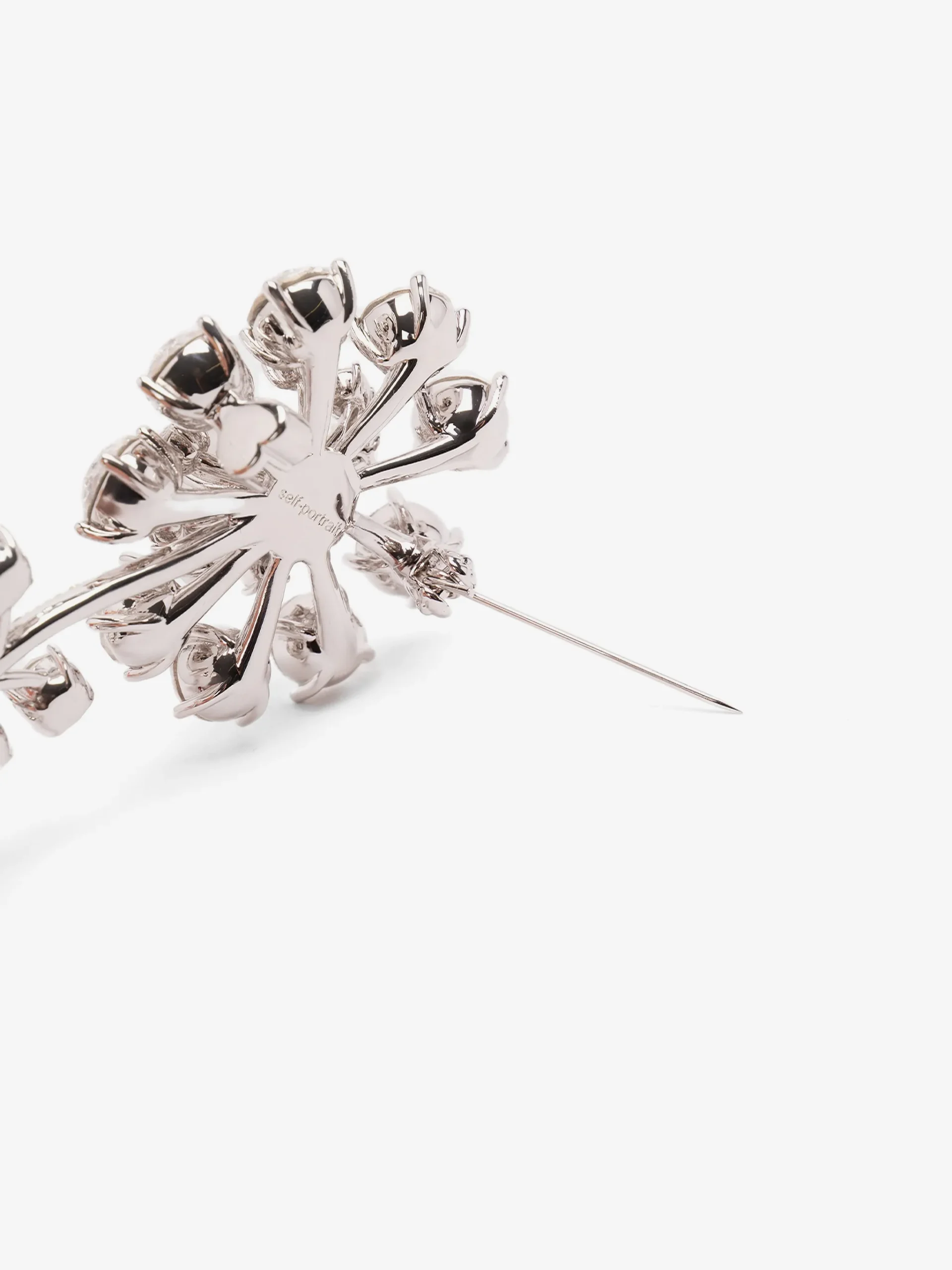 Brosa Self-Portrait crystal-embelished floral argintiu - imagine 3