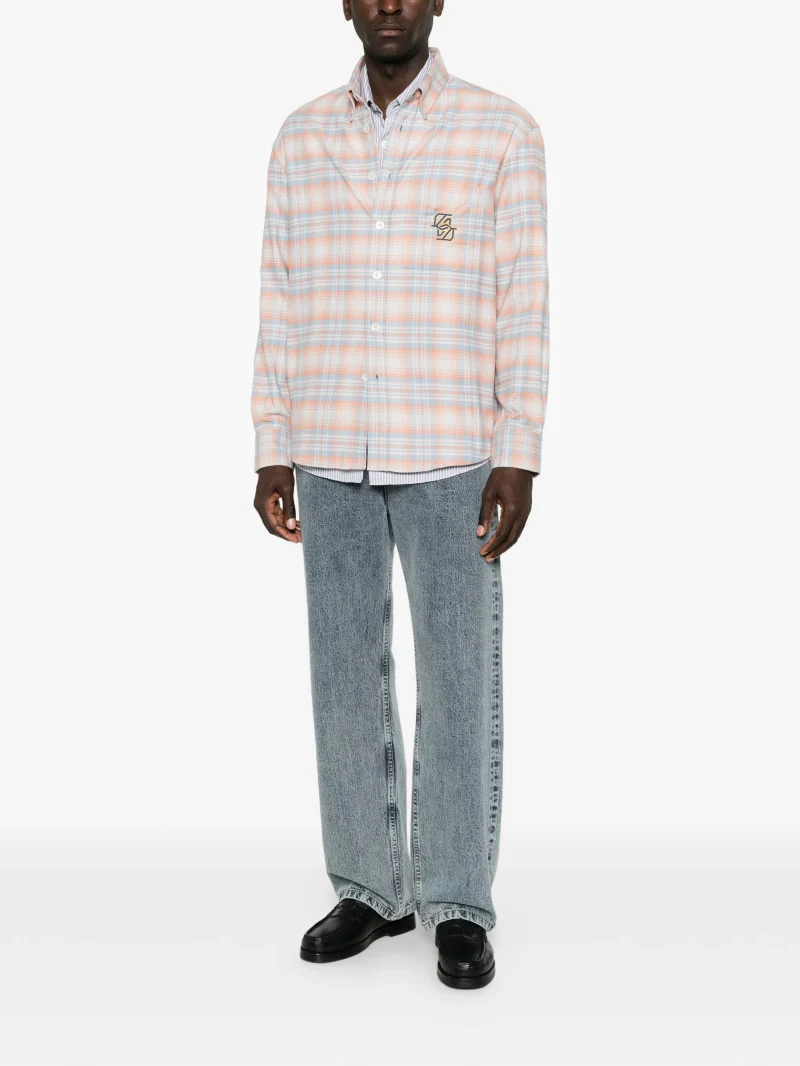 Camasa Drole De Monsieur check-pattern embroidered-logo multicolor