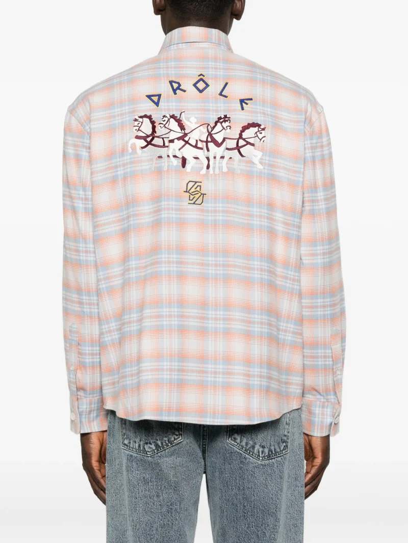 Camasa Drole De Monsieur check-pattern embroidered-logo multicolor - imagine 4