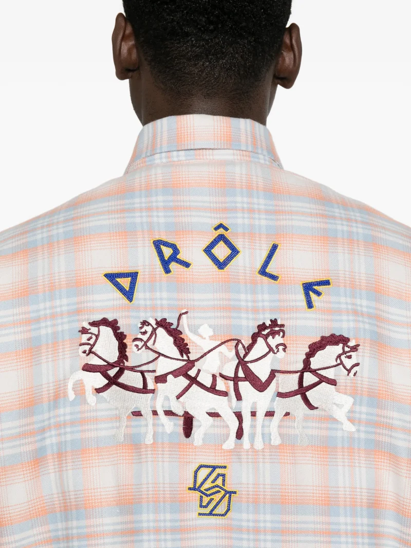 Camasa Drole De Monsieur check-pattern embroidered-logo multicolor - imagine 3