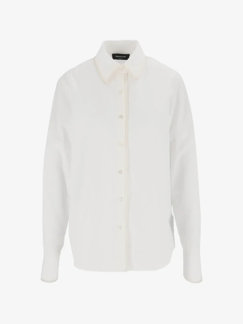 Camasa Fabiana Filippi ulle-trim poplin alb