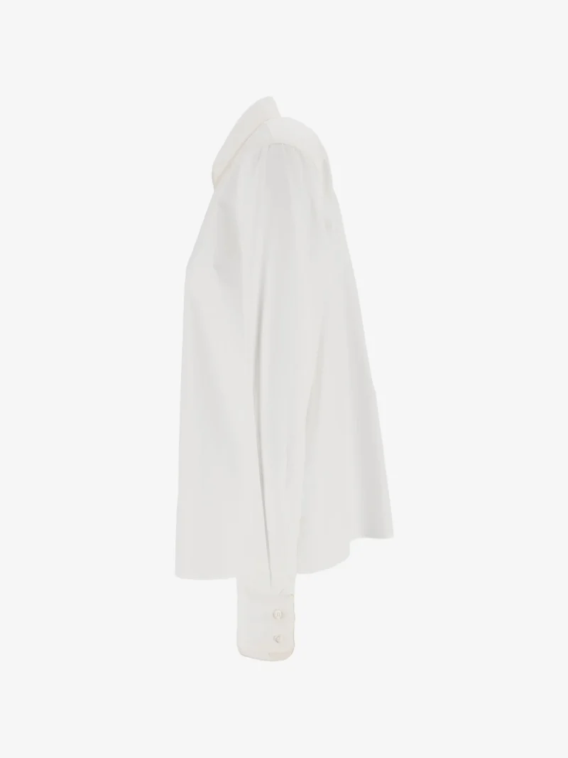 Camasa Fabiana Filippi ulle-trim poplin alb - imagine 3