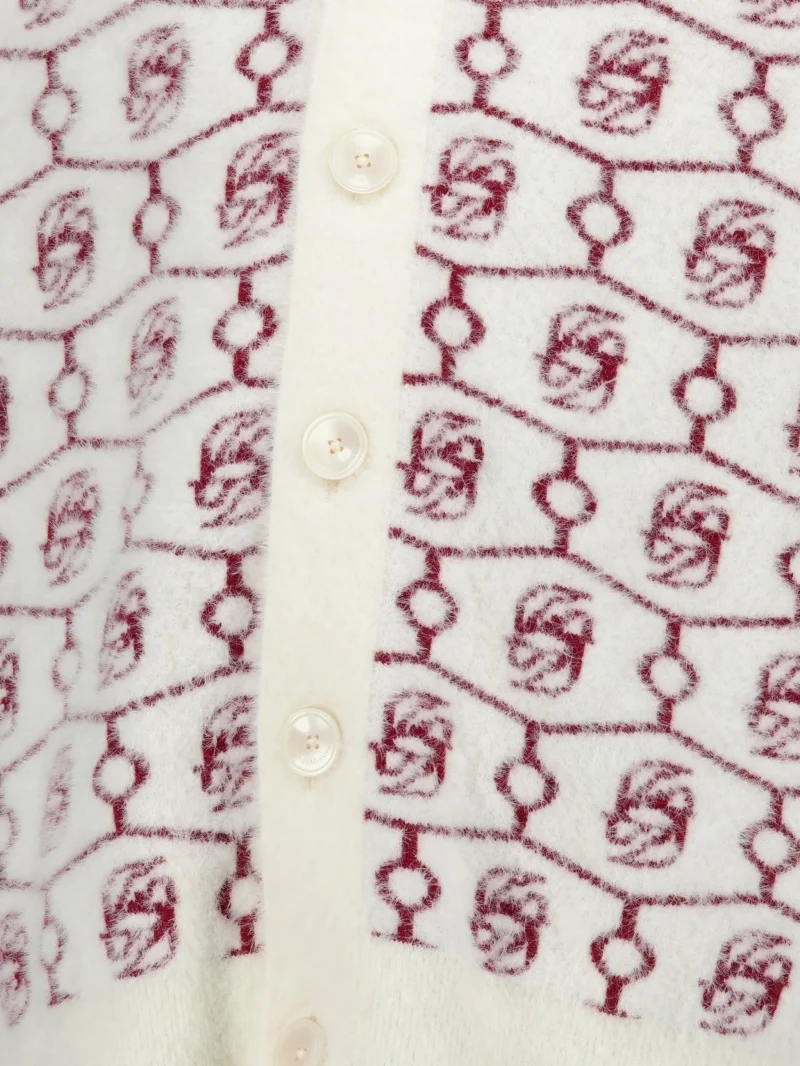 Cardigan Drole De Monsieur monogram-jacquard alb - imagine 4