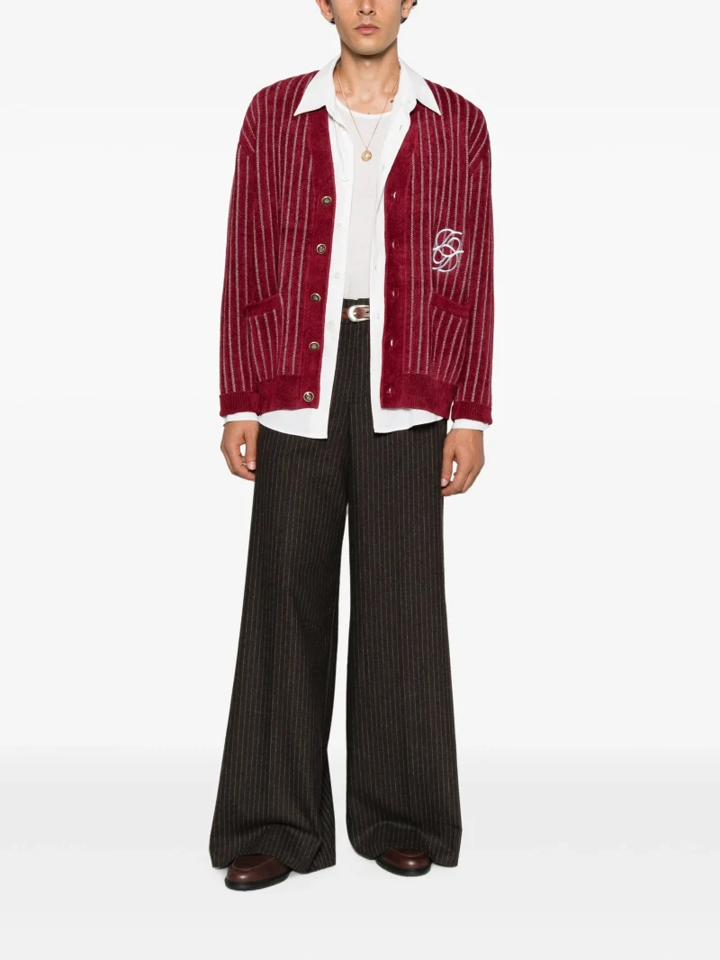 Alternative view of Cardigan Drole De Monsieur monogram pinstripe burgundy