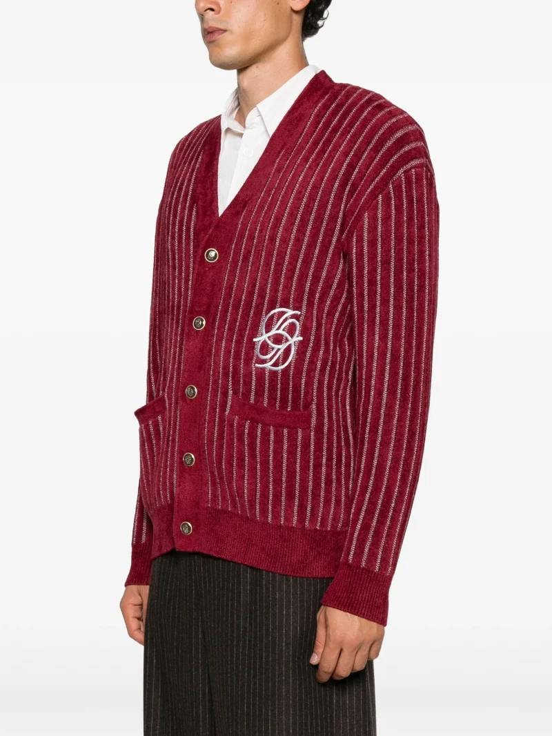 Cardigan Drole De Monsieur monogram pinstripe burgundy - imagine 5