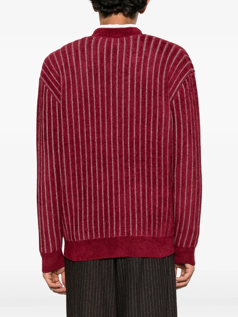 Cardigan Drole De Monsieur monogram pinstripe burgundy - imagine 4