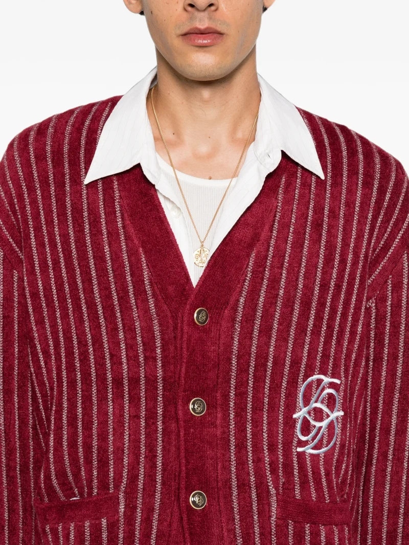 Cardigan Drole De Monsieur monogram pinstripe burgundy - imagine 3
