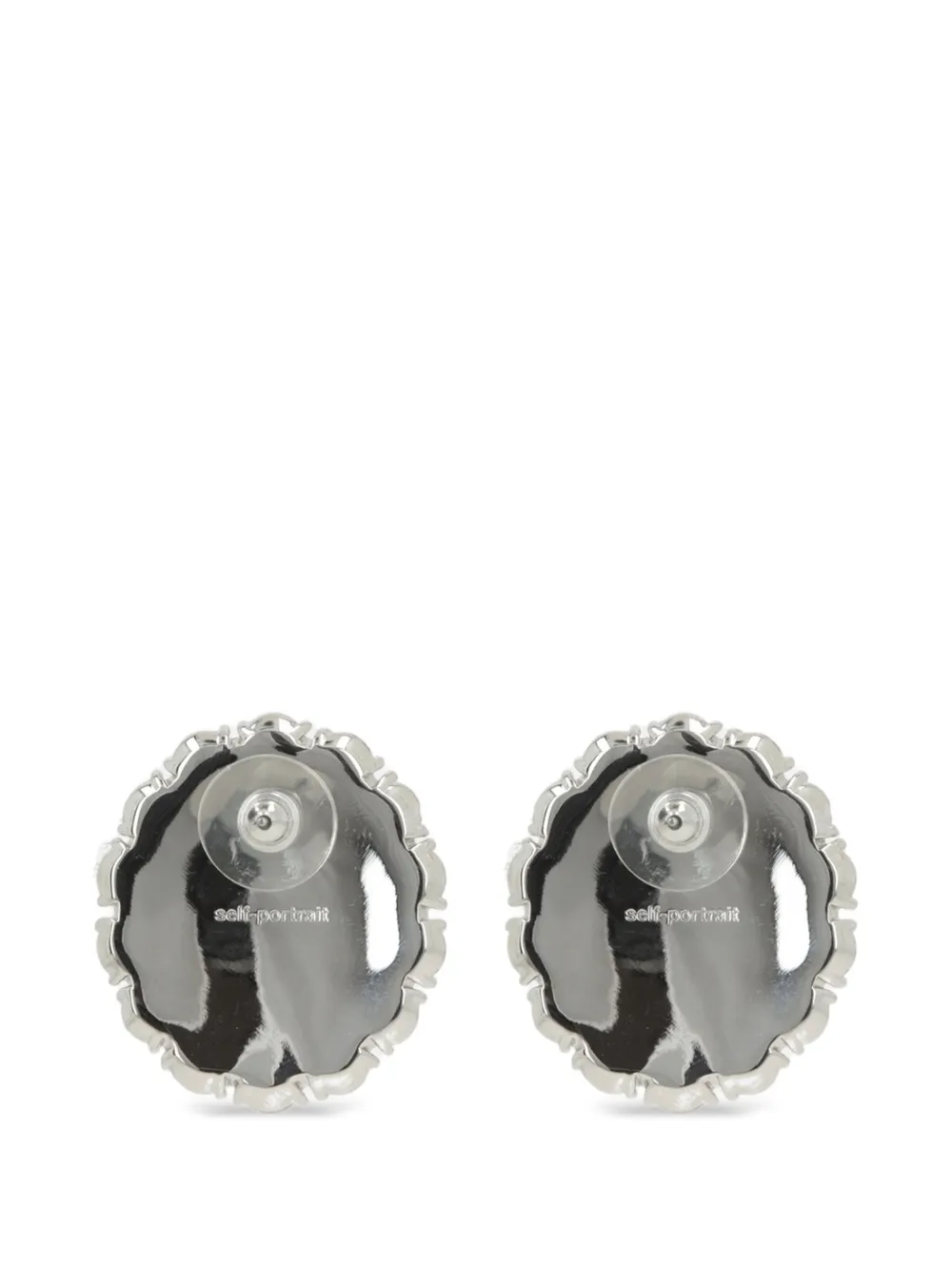 Cercei Self-Portrait crystal-embellished oval argintiu - imagine 2