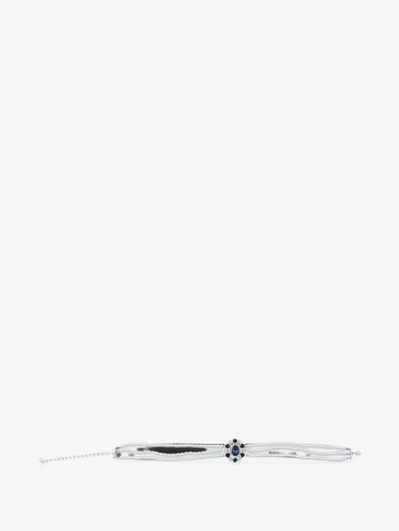 Colier Self-Portrait crystal-embellished faux-pearl argintiu