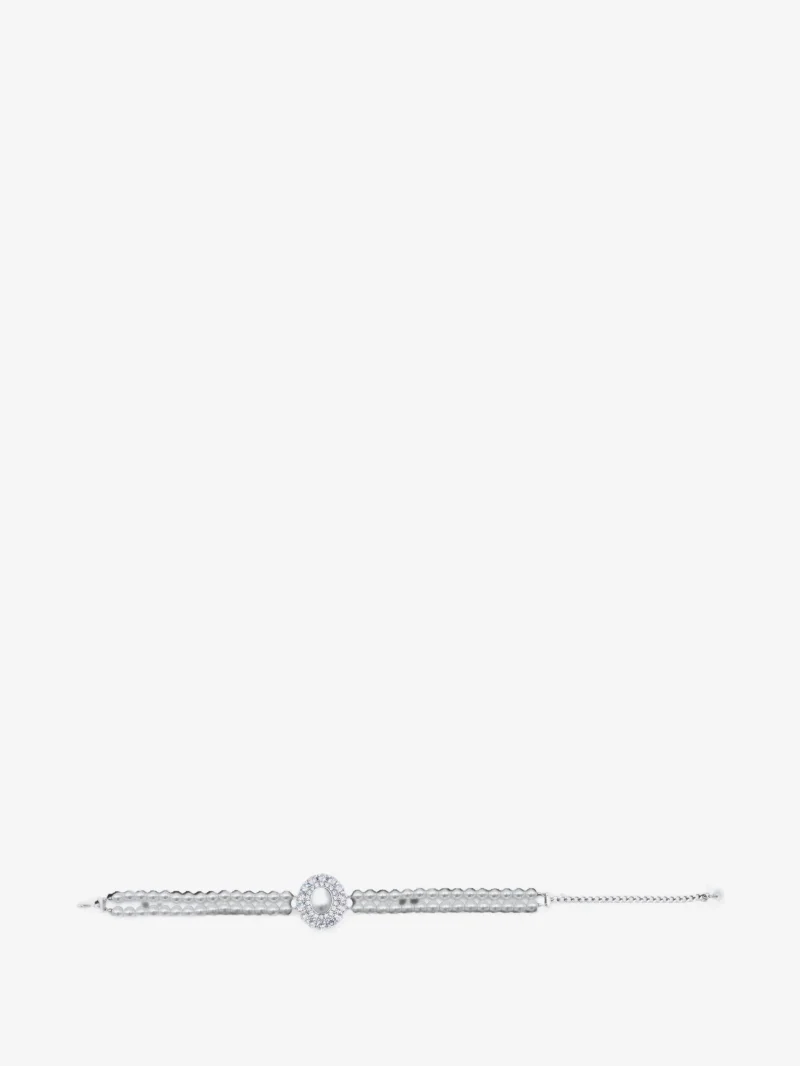 Colier Self-Portrait crystal-embellished pearl argintiu