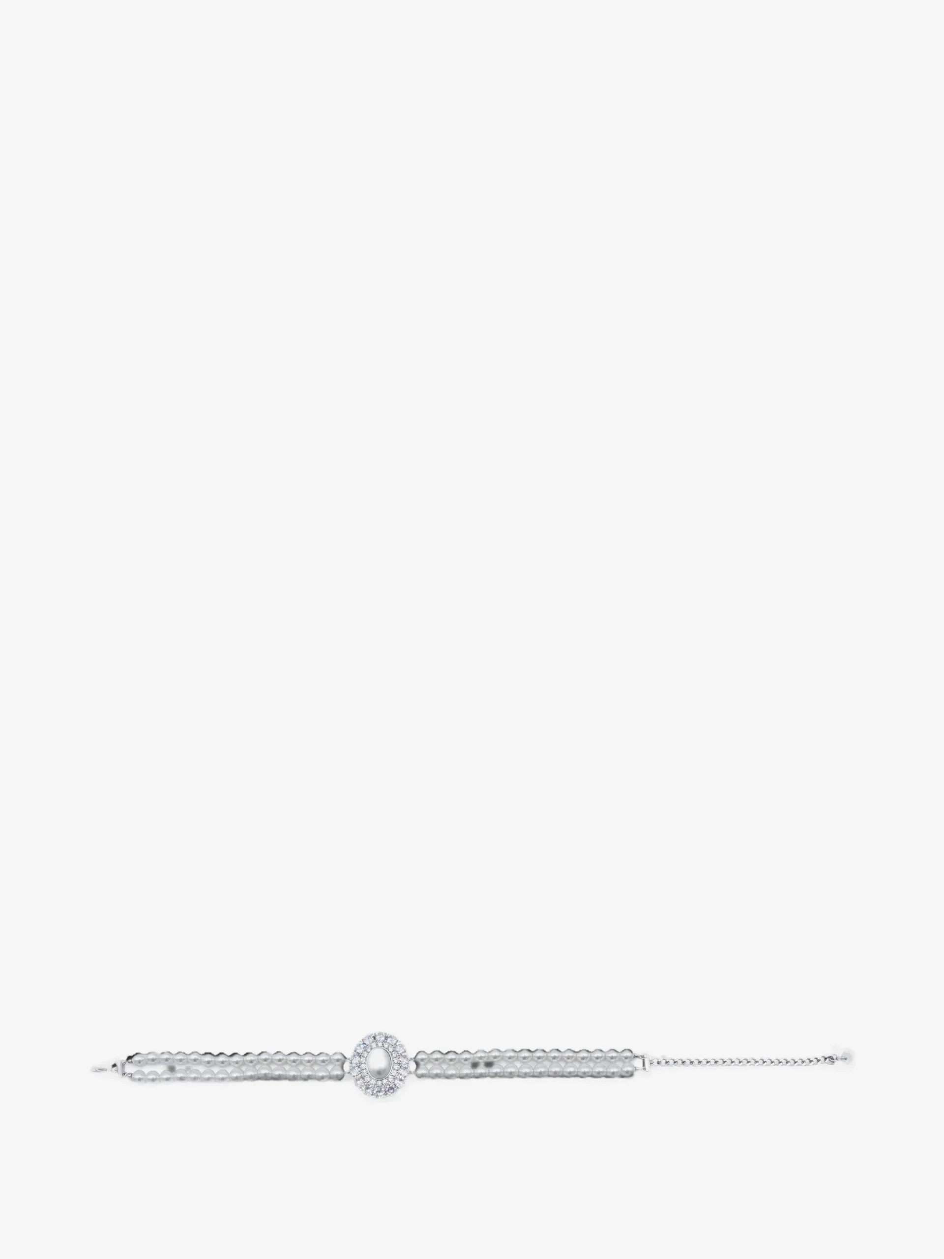 Colier Self-Portrait crystal-embellished pearl argintiu