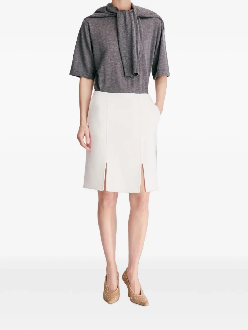 Alternative view of Fusta midi LouLou De Saison double-slit alb