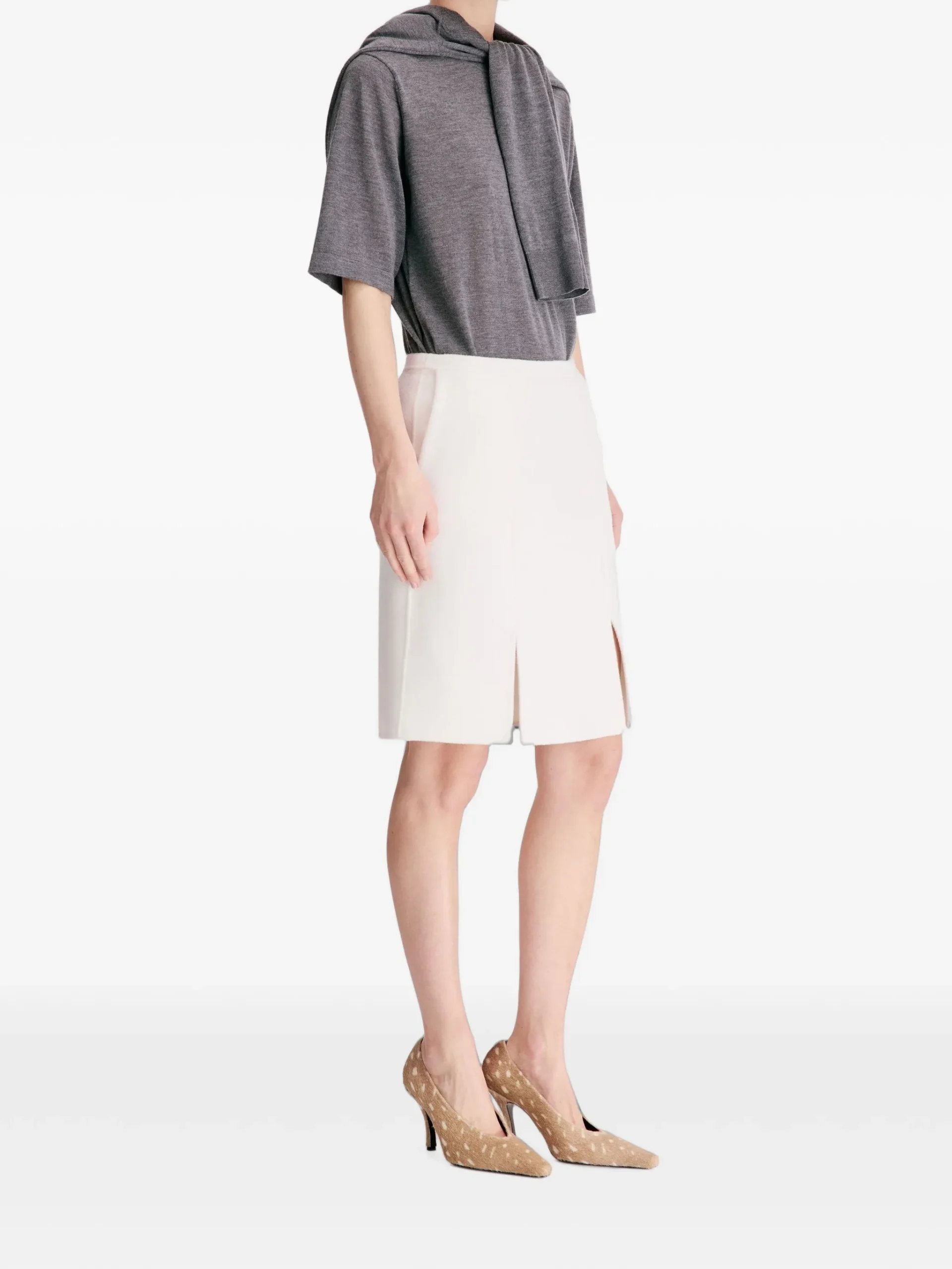 Fusta midi LouLou De Saison double-slit alb - imagine 5