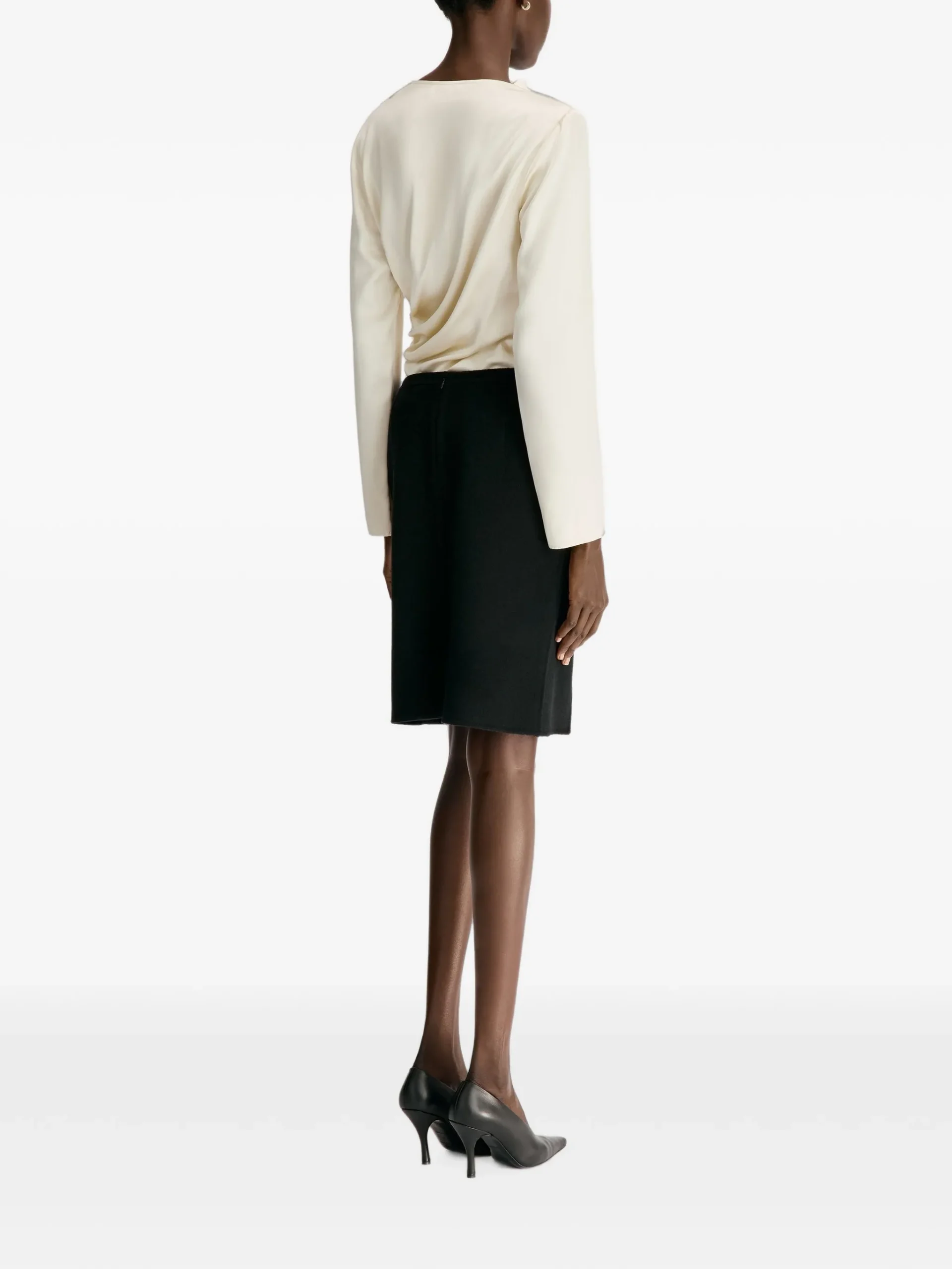 Fusta midi LouLou De Saison double-slit negru - imagine 4