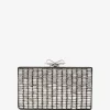 Geanta Self-Portrait clutch crystal-embellished bow-detail argintiu