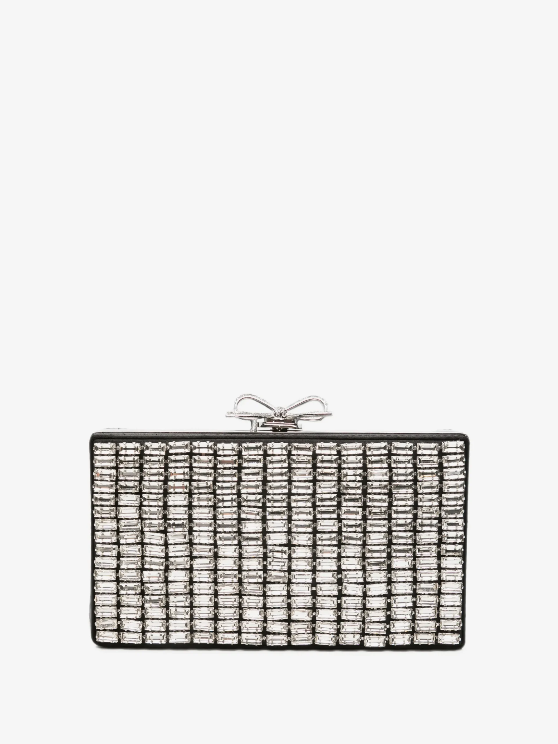 Geanta Self-Portrait clutch crystal-embellished bow-detail argintiu