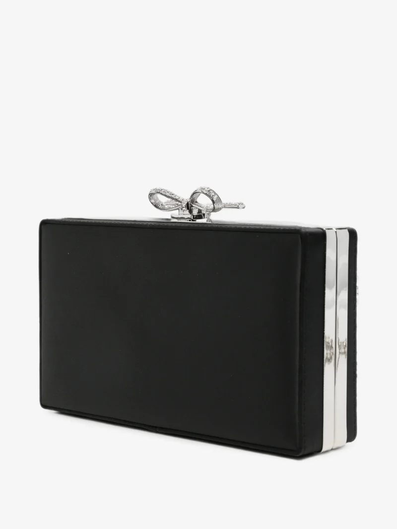 Geanta Self-Portrait clutch crystal-embellished bow-detail argintiu - imagine 5