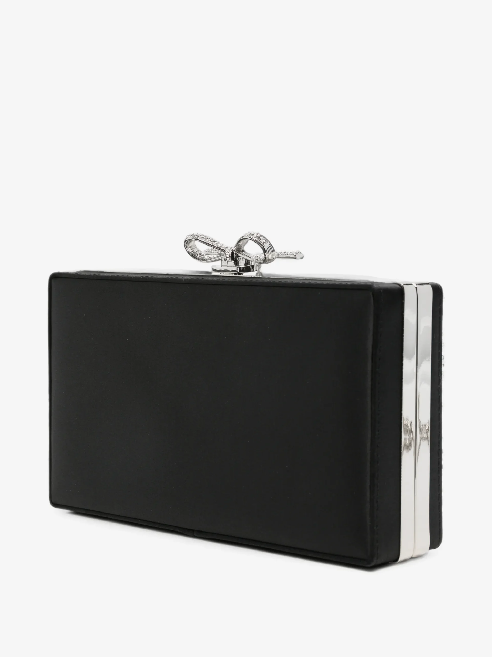 Geanta Self-Portrait clutch crystal-embellished bow-detail argintiu - imagine 5