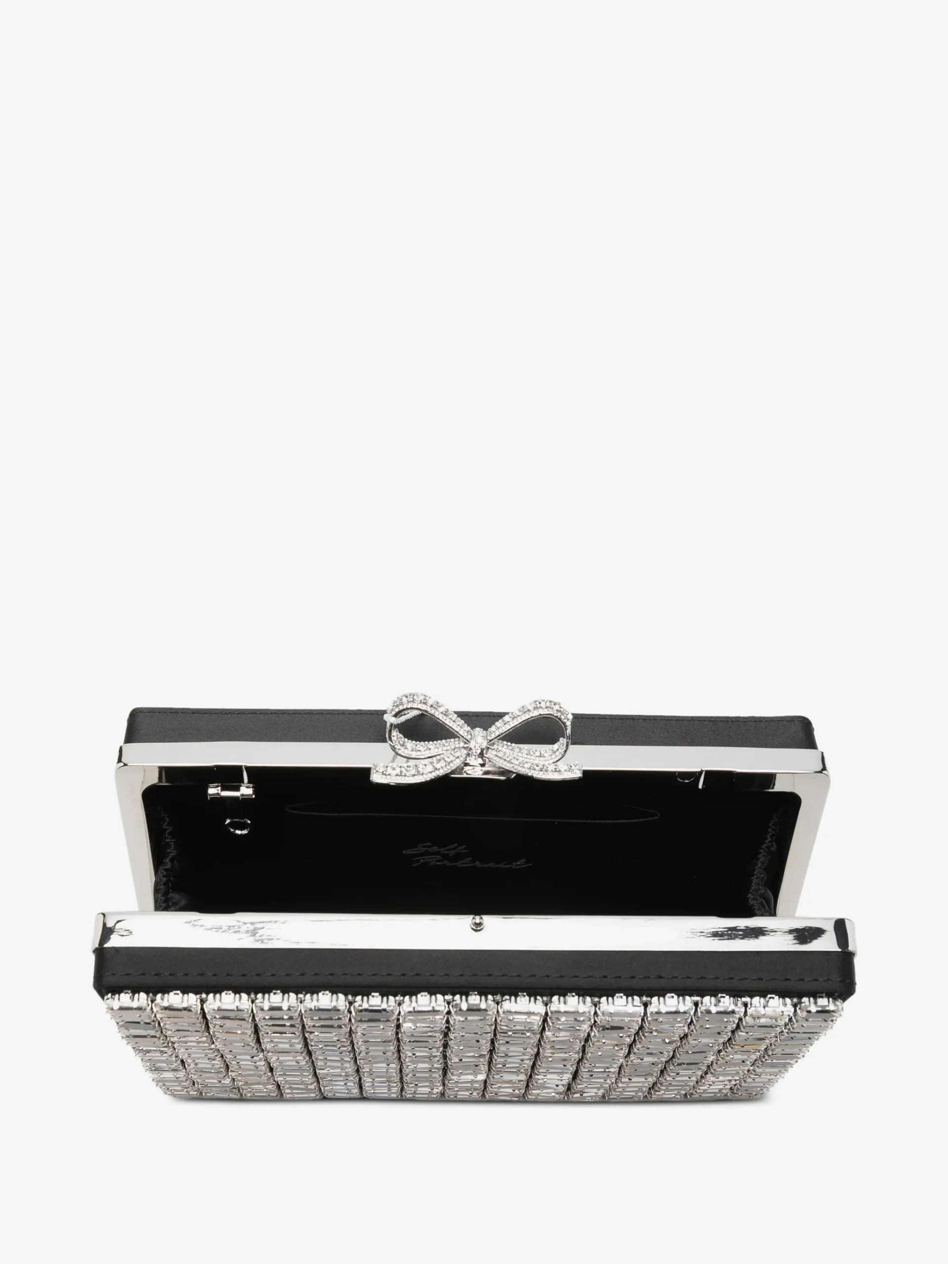 Geanta Self-Portrait clutch crystal-embellished bow-detail argintiu - imagine 3