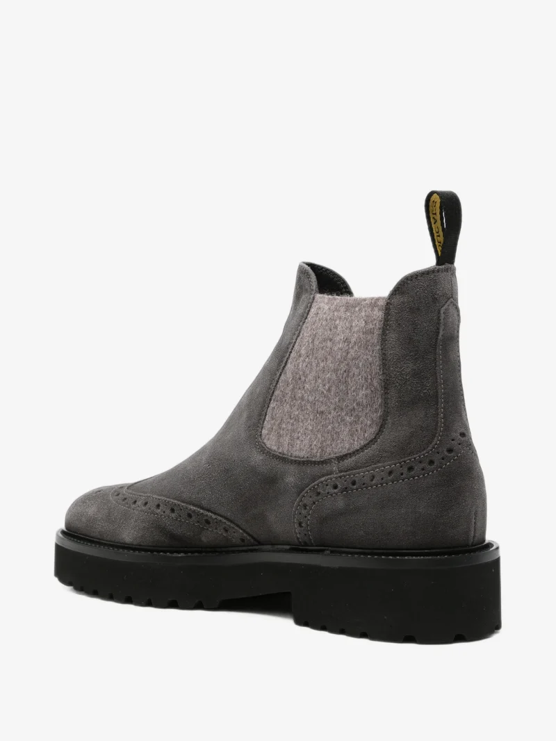 Ghete Doucal's brogue-detail suede ankle gri - imagine 4