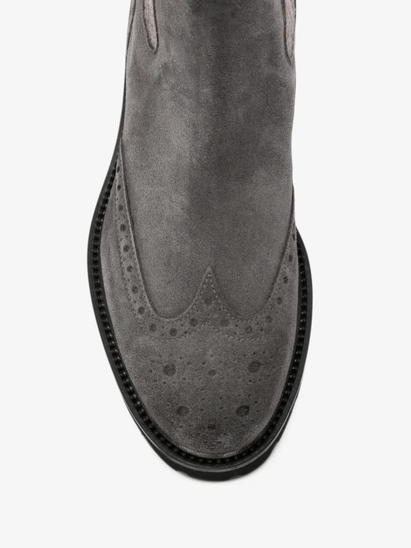 Ghete Doucal's brogue-detail suede ankle gri - imagine 3
