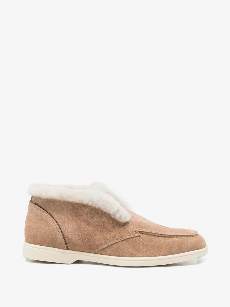 Ghete Doucal's shearling-trim suede bej
