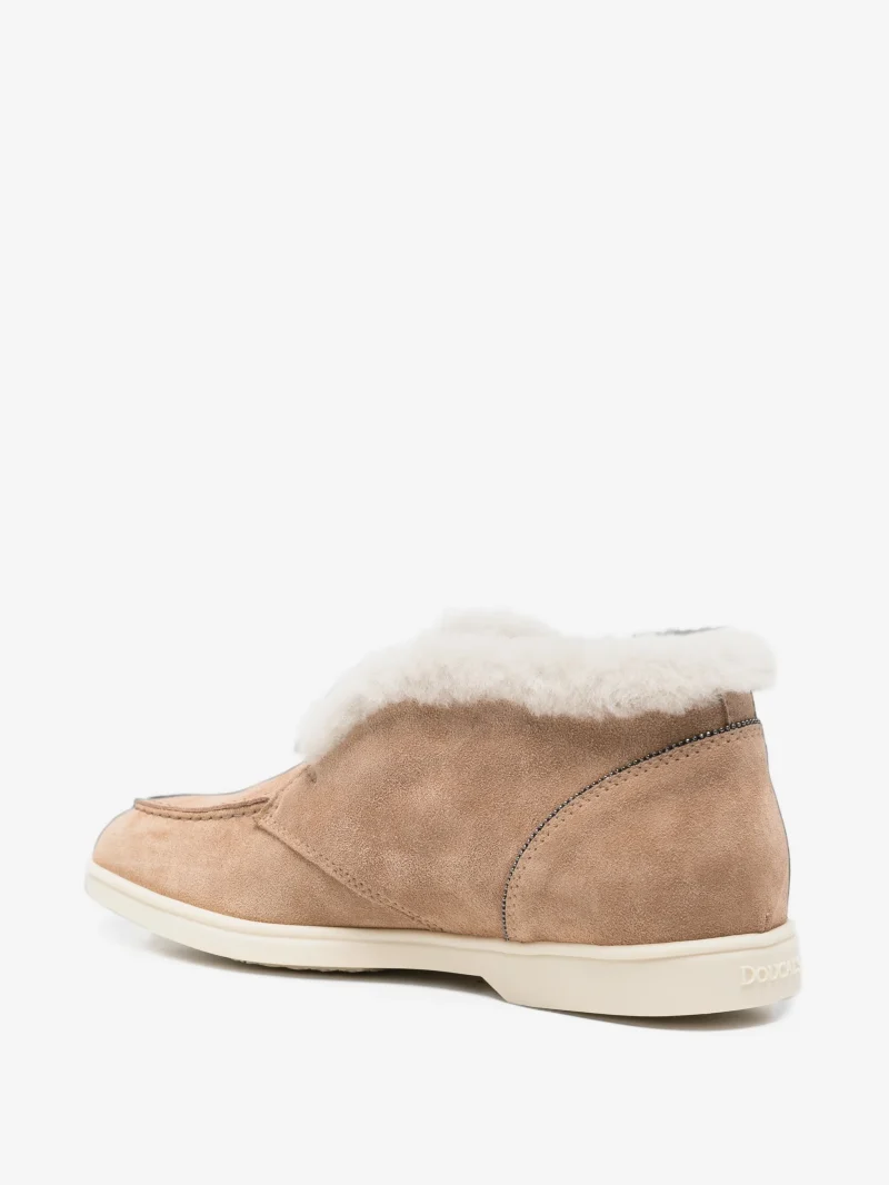 Ghete Doucal's shearling-trim suede bej - imagine 4