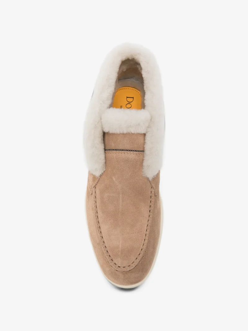 Ghete Doucal's shearling-trim suede bej - imagine 3