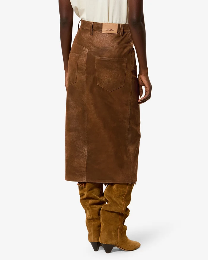 Alternative view of Fusta midi Marant Etoile Crinkled-Effect maro