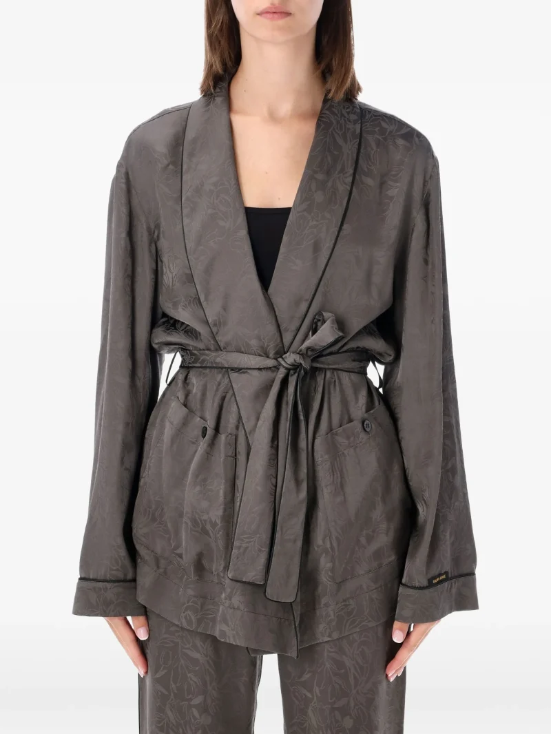 Jacheta Golden Goose floral-jacquard belted gri