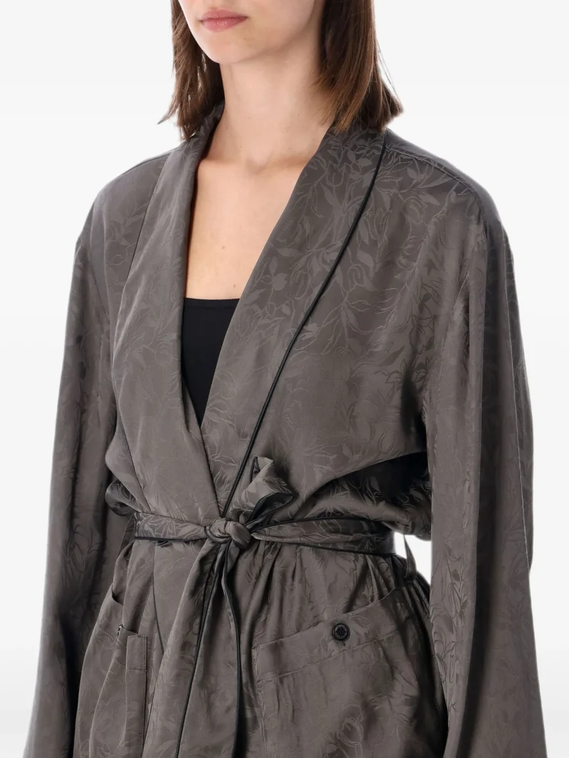 Jacheta Golden Goose floral-jacquard belted gri - imagine 3