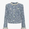 Jacheta Self-Portrait textured denim albastru