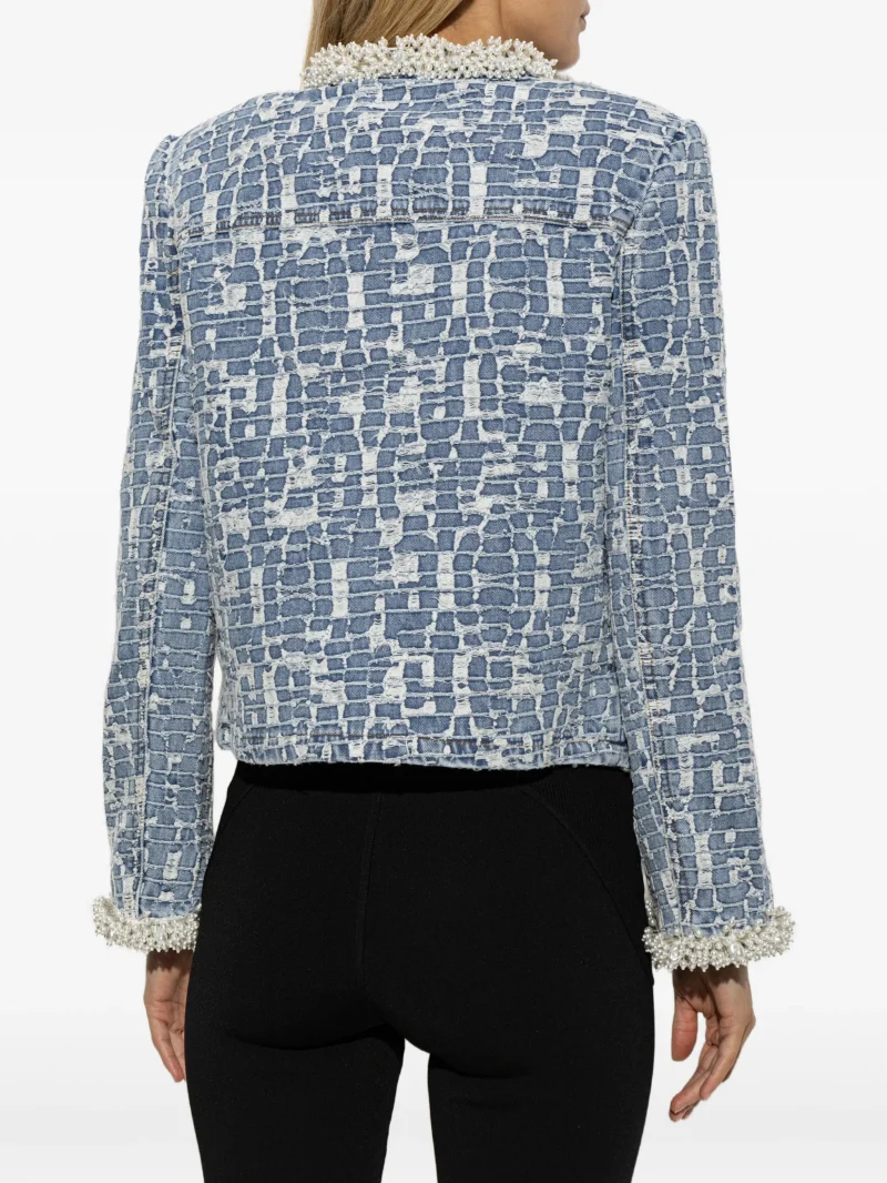 Jacheta Self-Portrait textured denim albastru - imagine 4