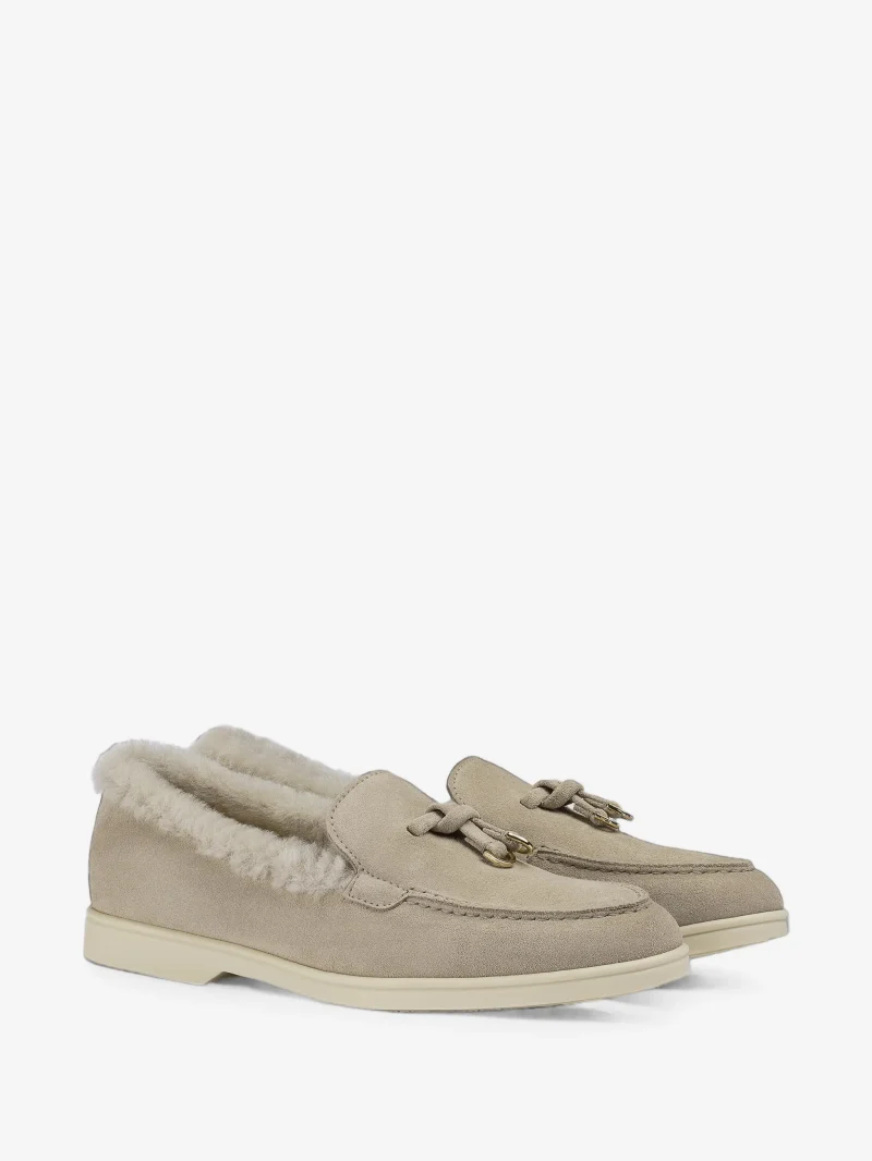 Alternative view of Loafers Doucal's shearling-trim tassel gri
