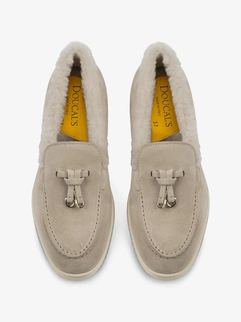 Loafers Doucal's shearling-trim tassel gri - imagine 4