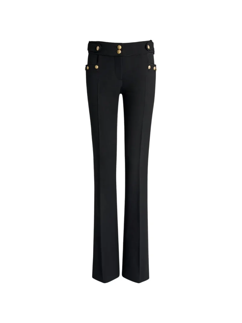 Pantaloni Balmain Pleated Wool Gabardine negru