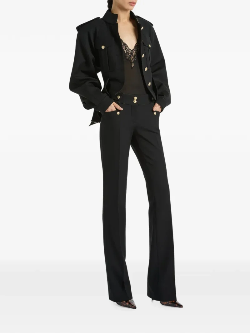 Pantaloni Balmain Pleated Wool Gabardine negru - imagine 3