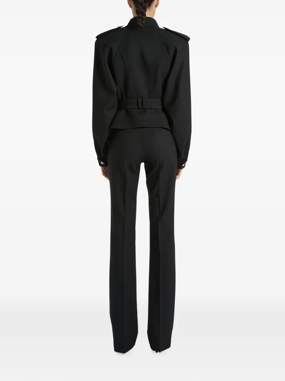 Pantaloni Balmain Pleated Wool Gabardine negru - imagine 2