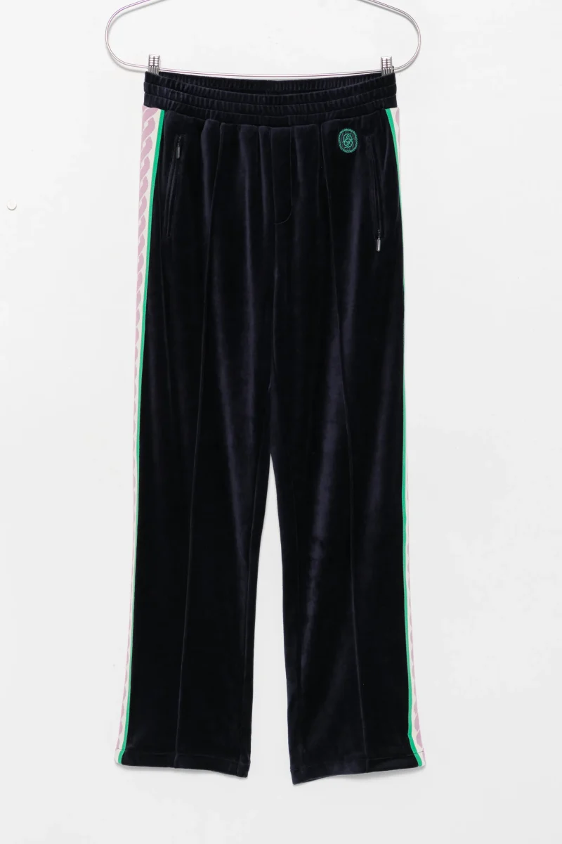 Pantaloni Drole De Monsieur velvet side-stripe bleumarin